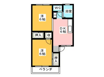 プレジール松浦(2DK/2階)の間取り写真