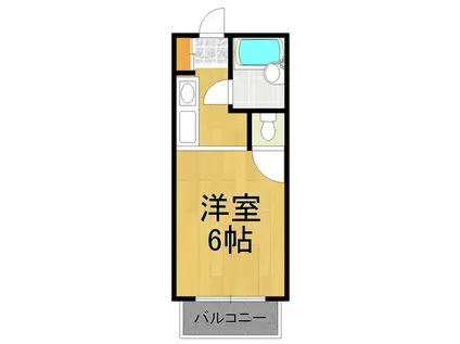 ルシェール甲東園(1K/1階)の間取り写真