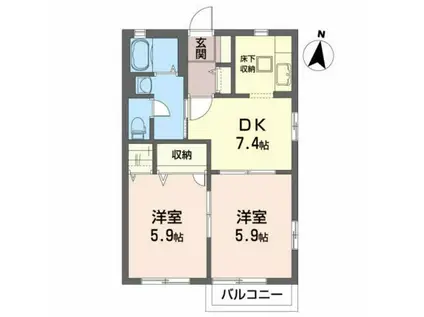 サニーコートDI(2DK/1階)の間取り写真