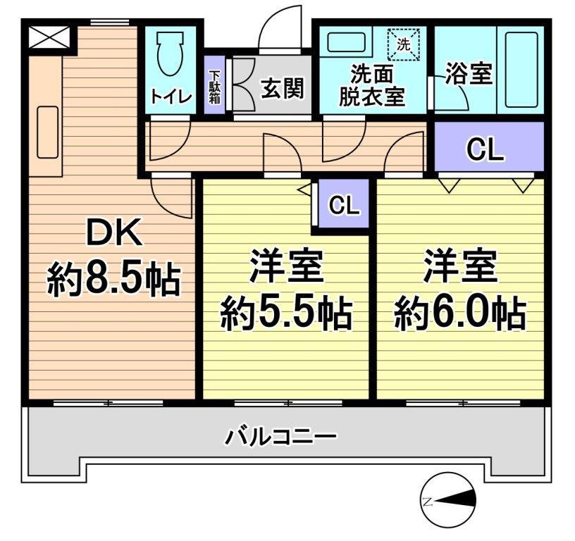 ステックスストゥリームエクセレント(2DK/4階)の間取り写真