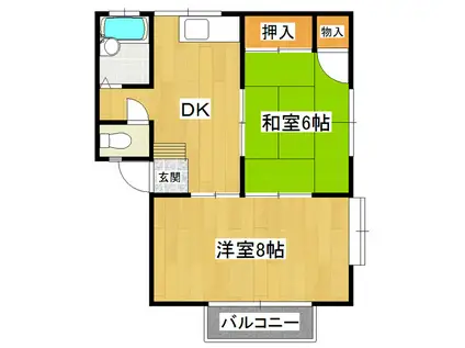 ヒラハイツA棟(2DK/2階)の間取り写真