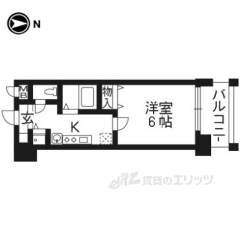 アスヴェル京都御所前2(1K/4階)の間取り写真