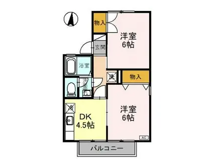 セジュールUESAWA A棟(2DK/2階)の間取り写真