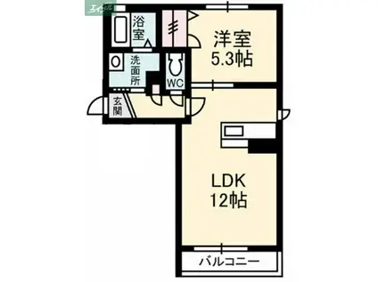 シューハイツ福富(1LDK/2階)の間取り写真