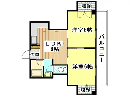 松永マンション(2LDK/3階)の間取り写真
