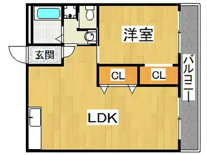 横田コーポII(1LDK/3階)の間取り写真