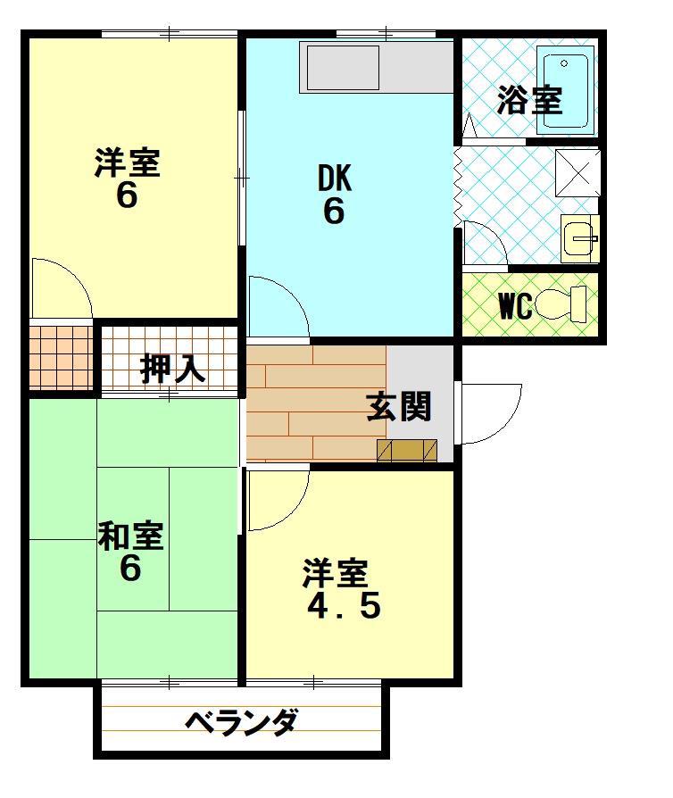 イーストハイツ(3DK/2階)の間取り写真