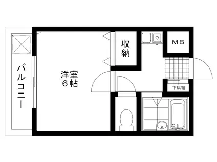 ヴァーノンヒルズ(1K/3階)の間取り写真