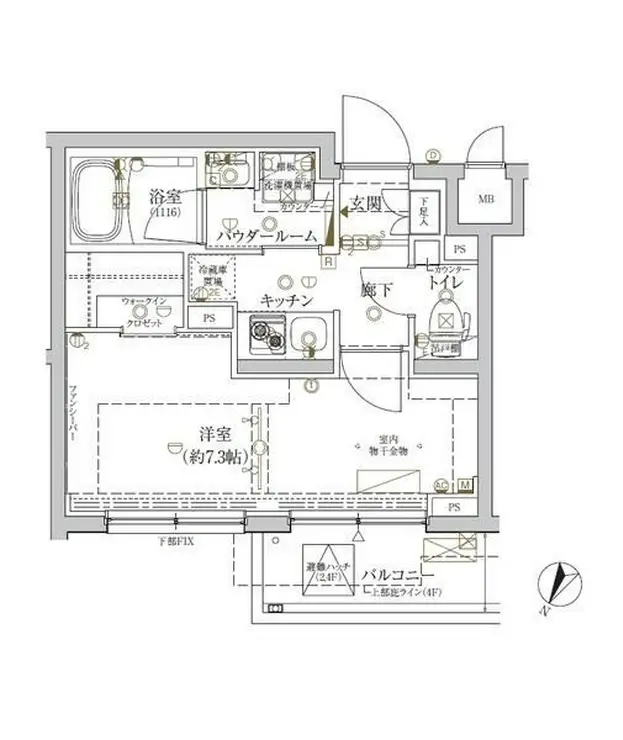 クレイシア新宿ノース 4階階 間取り