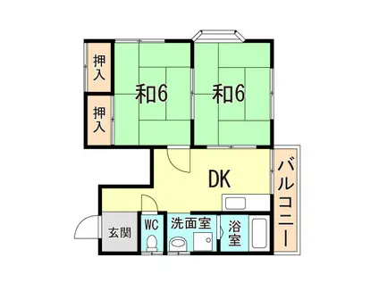 サンハイツ有堀(2DK/2階)の間取り写真