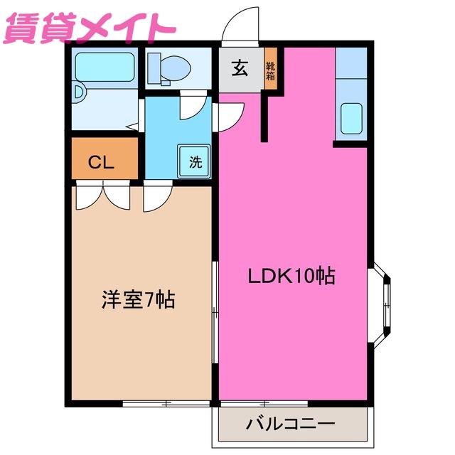 パビリオン ウネメ(1LDK/2階)の間取り写真