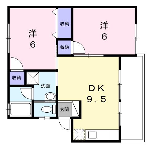 ラ・メゾン・ブロン(2LDK/2階)の間取り写真