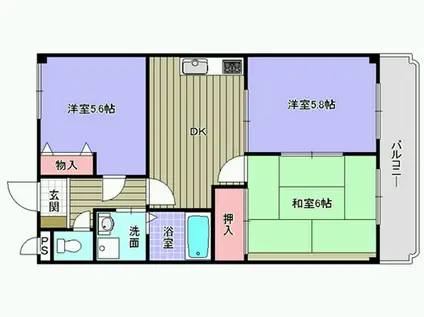 パークアベニュー中井(3DK/2階)の間取り写真