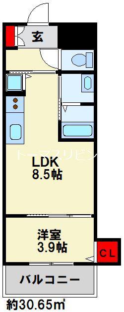 MERVEILLE・三萩野(1LDK/1階)の間取り写真