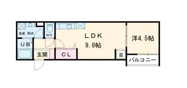 アート小若江(1LDK/1階)の間取り写真