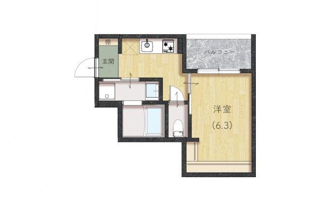 COMFORT三吉南(1K/1階)の間取り写真