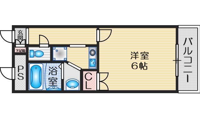 サンワード浜(1K/4階)の間取り写真