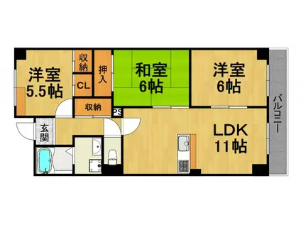 ヴェルドミール カミロク(3LDK/1階)の間取り写真