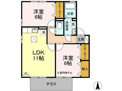 ステーションハウスリブC(2LDK/1階)の間取り写真