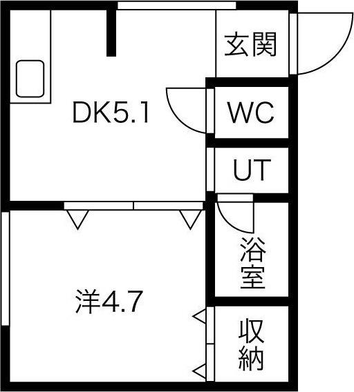 ブリスコート(1DK/4階)の間取り写真
