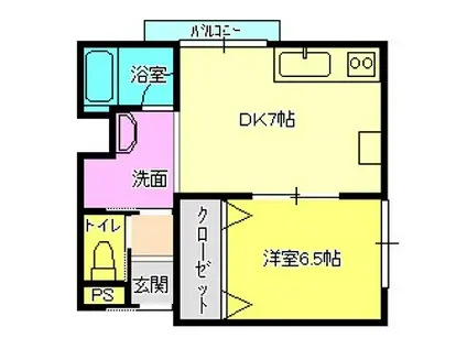 リ・ポーズ21(1DK/6階)の間取り写真