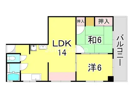 赤浦マンション(2LDK/1階)の間取り写真