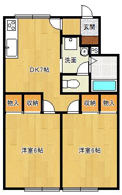 グランパルク西陵(2DK/2階)の間取り写真