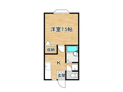 メゾンニューアール(1K/1階)の間取り写真