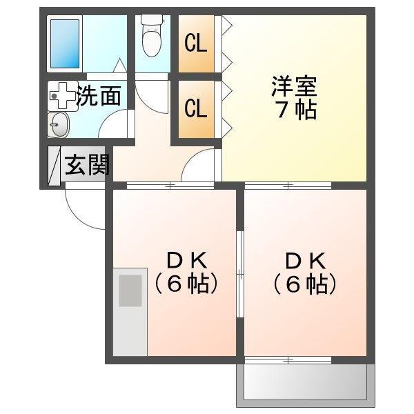 桜ヶ丘マンション(2DK/2階)の間取り写真
