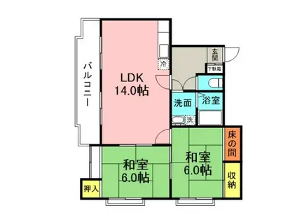 ハイングレスト88(2LDK/2階)の間取り写真