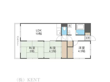メゾンド山の手(3LDK/5階)の間取り写真
