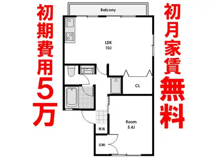 サンパレス高崎飯塚A(1LDK/1階)の間取り写真