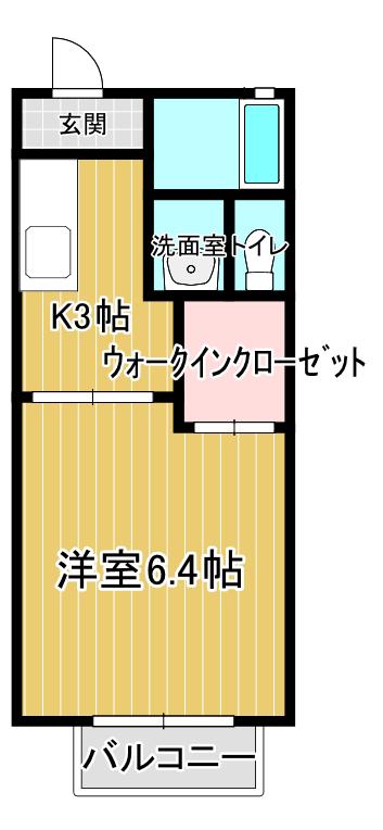 シャーメゾンユタニA棟(1K/2階)の間取り写真