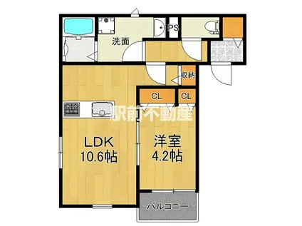 セレーノ鳥栖I(1LDK/1階)の間取り写真