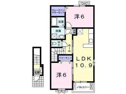サウスガーデン(2LDK/2階)の間取り写真