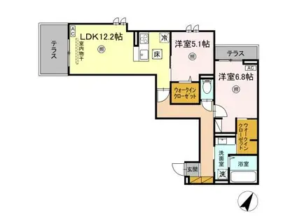 プロスター元山町(2LDK/1階)の間取り写真