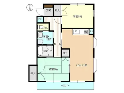 ホワイン・サンビエン(2LDK/1階)の間取り写真