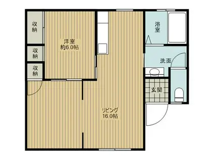 グリーンフィールドシオンC棟(1LDK/2階)の間取り写真