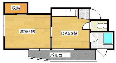 北神ビル(1DK/3階)の間取り写真