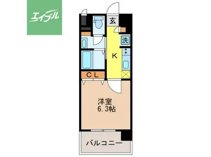 RESIDENCE中川(1K/2階)の間取り写真