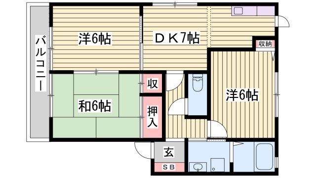 ディアスたかまち(3DK/2階)の間取り写真