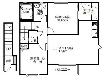 プラザ・カナン弐番館(2LDK/2階)の間取り写真