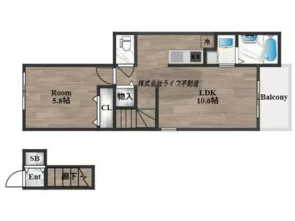 カーサルミエール(1LDK/2階)の間取り写真