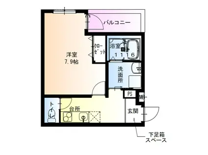 フジパレス俊徳道III番館(1K/2階)の間取り写真