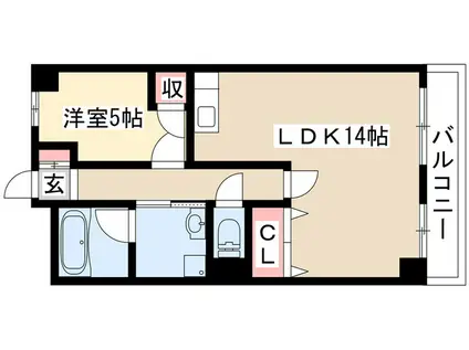 ヴィラセリーヌ(1LDK/4階)の間取り写真