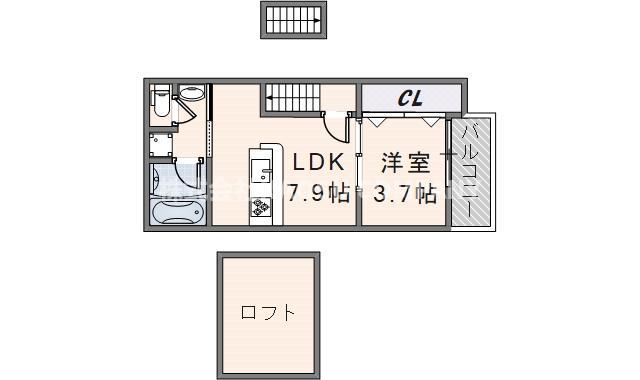 コスモ若江南(1LDK/2階)の間取り写真