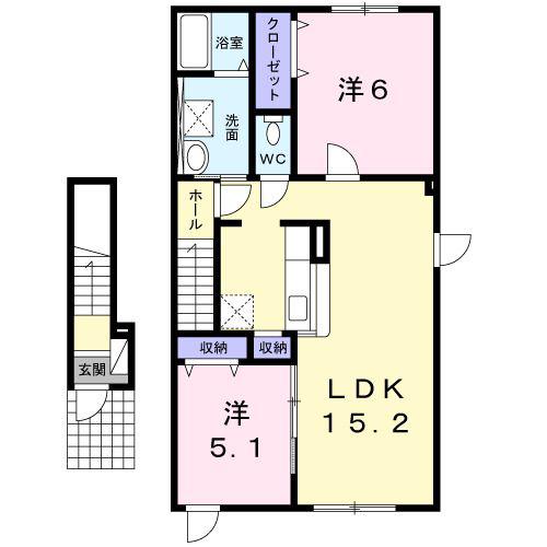 エクセレント・ハイム(2LDK/2階)の間取り写真