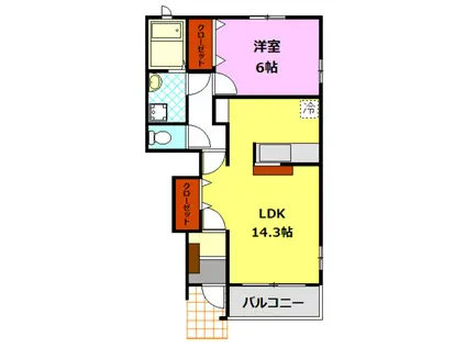 リュクセル弐番館(1LDK/1階)の間取り写真