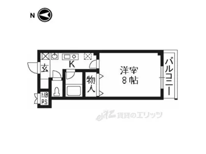 WISTARIA鞍馬口(1K/1階)の間取り写真
