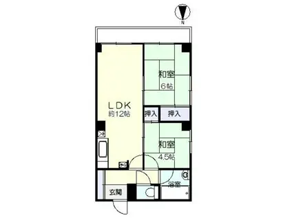 T.Iハイツ(2LDK/2階)の間取り写真